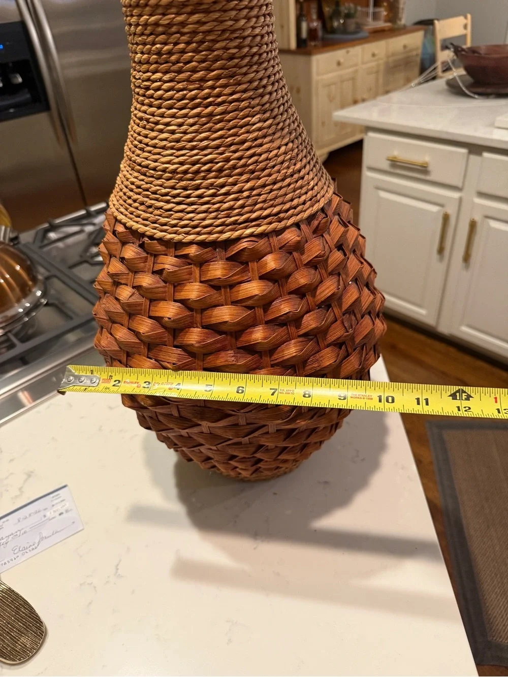 Large Natural Fiber Woven Floor Vase Seagrass/Rattan Boho Coastal 24”